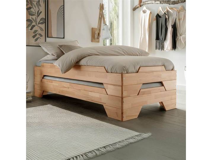 Stapelbett Narvik Buche Massivholz ohne Kopfteil 90x200 cm