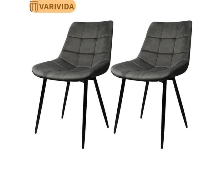 VARIVIDA 2PC Chaises de cuisine en velours (gris foncé)