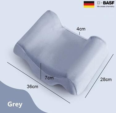 Uplift Essentials Orthopedic Beauty Pillow With Memory Foam And Anti Wrinkle Design grey