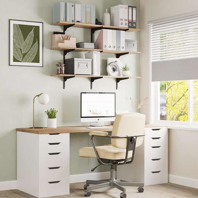 "Wallniture Turin 48"" Wall Mounted Shelves with Adjustable Brackets, Floating, Farmhouse & Boho Decor 2,3 or 4 Tier Options"
