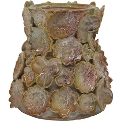Chic Antique Vase Wüstenrose mit Dekor aus Steingut, H 18 cm x Ø 19 cm - Wüstenrose
