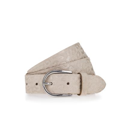 Ledergürtel TAMARIS, Damen, Gr. 110, beige (creme), Rindsleder, Gürtel Ledergürtel, schiemernde Prägung im Animal-Design