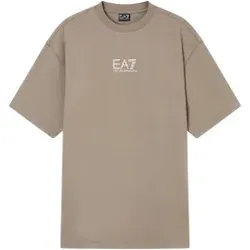 EA7 für Herren. 7X000445_AF16720 Braunes Grafik-T-Shirt (S), Lässig, Baumwolle, Kurzarm