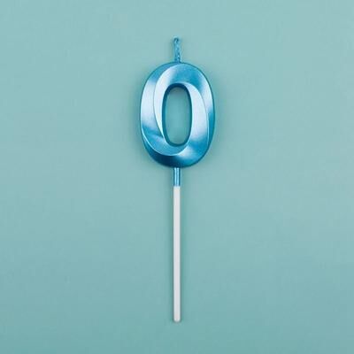 Uplift Essentials 3D Metallic Digital Birthday Candle blue No 0
