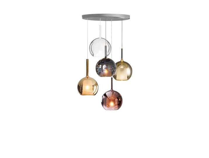 Lustre moderne à suspension LED, sphères en verre, abat-jour dorés transparents, lustre suspendu pour la décoration de villa duplex
