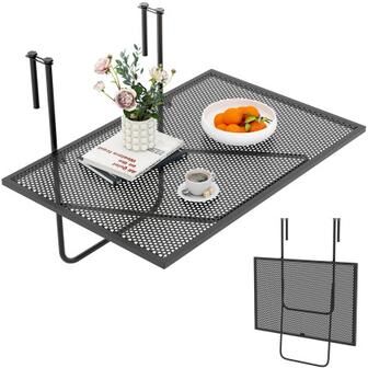 Costway Outdoor Folding Hanging Table with Metal Frame-Black