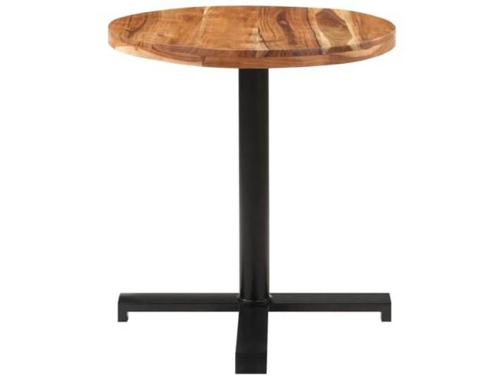 KDACVBMG Bistrotisch, rund, Ø 70 x 75 cm, Akazienholz, massiv Massives Akazienholz, Basis aus schwarzem pulverbeschichtetem Eisen, natürliches Finish, für drinnen und draußen