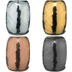 4 Rollen metallic Geschenkbänder Schleifenband Kräuselband gold, silber, schwarz, roségold