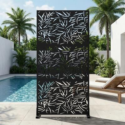Dovelina Outdoor Privacy Screen Free Standing Bamboo Leaves