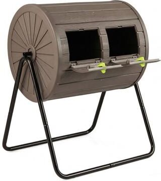 Costway Compost Tumbler 37.5 Gallon Large Outdoor Compost Bin-Coffee