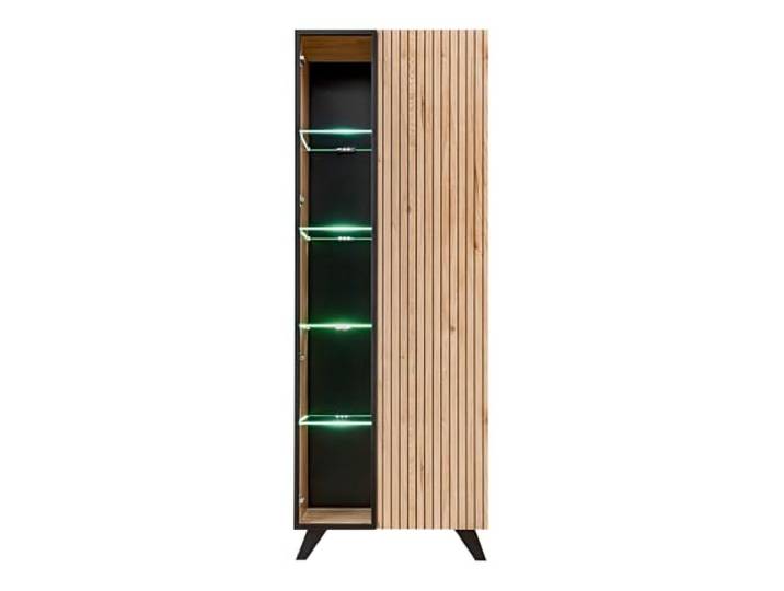 Lomadox Vitrine Vitrinenschrank, Kastanienholz Nb. mit schwarz
