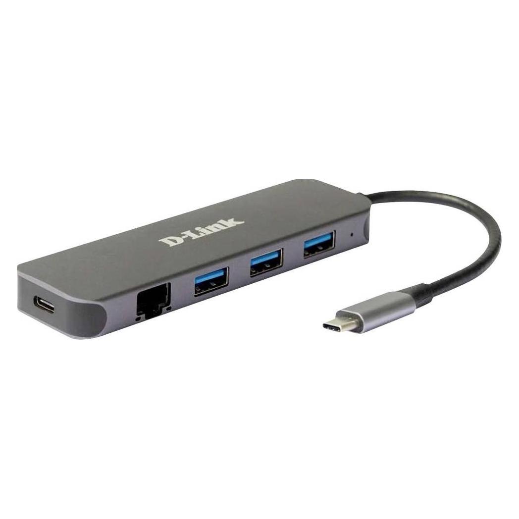 D-Link DUB-2334, USB Type-C, RJ-45, USB 3.2 Gen 1 (3.1 Gen 1) Type-A, USB Type-C, 5000 Mbit/s, Grey (USB-C, 5 Ports) (DUB-2334)