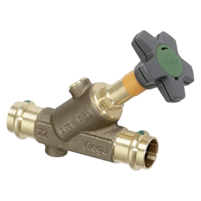 Viega Easytop Rotguss-Schrägsitzventil, mit Druckanschluss für 22 mm V-Wannen, mit SC-Contur (746888)