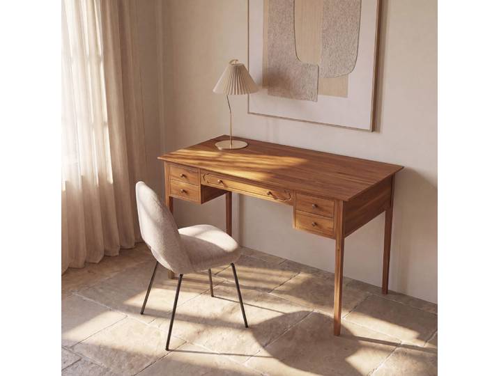 Bureau 5 tiroirs, L132 cm