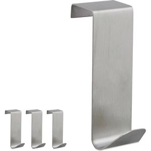 Relaxdays Türhaken 10023909, für Außenseite, silber, aus Edelstahl, zum Einhängen, 4 Stück