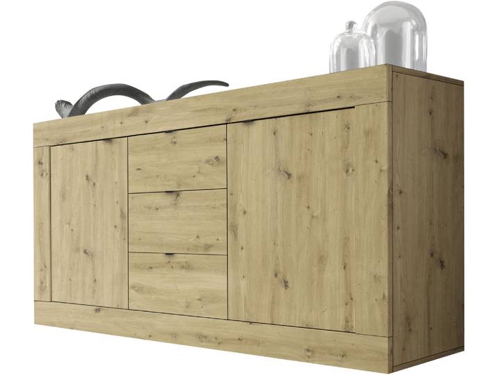 Sideboard HOME AFFAIRE Basic , braun (eiche artisan nb), B:160cm H:86cm T:43cm, Sideboards, Sideboard, Breite 160 cm, 2 Türen 3 Schubkästen