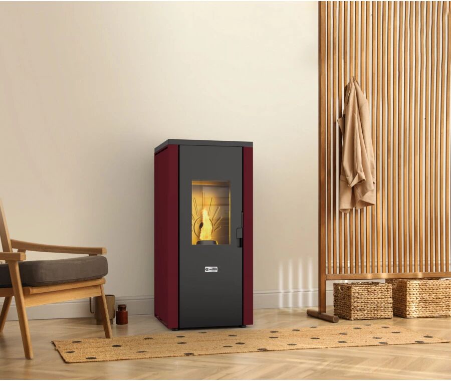 Canadian Stove STUFA A PELLET DESIGN EVO 7KW ERMETICA BORDEAUX