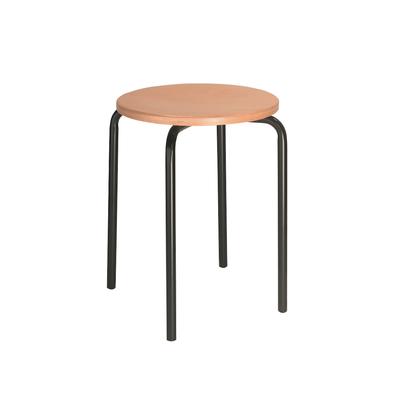 PROREGAL Stapelhocker Oakland | HxØ 50x35cm | Tragfähigkeit 110kg | Buche-Sitz | Stahlfüße | Schwarz/Buche