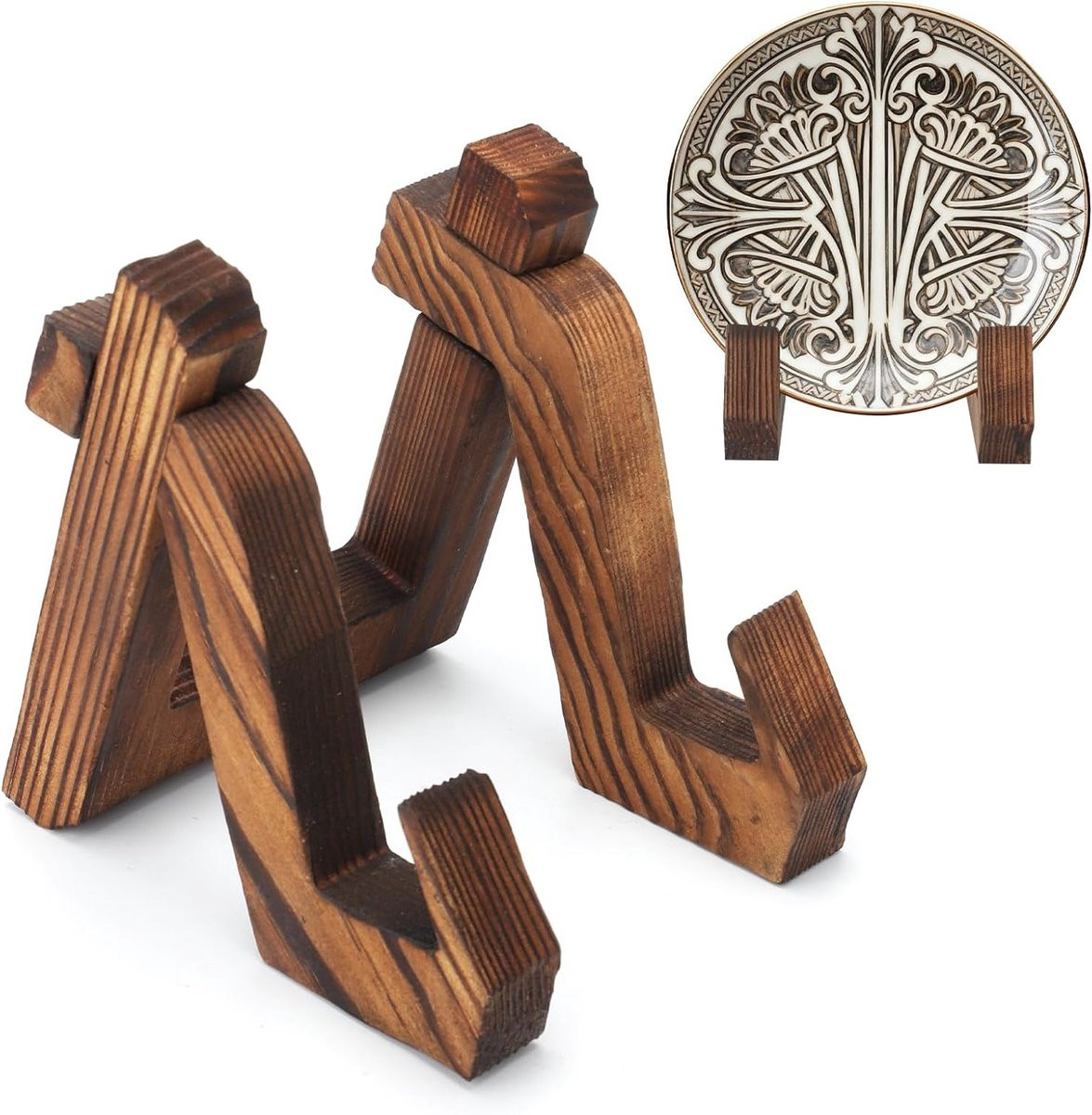 Decoratieve houten signaalhouder voor foto's, boeken en vinylplaten