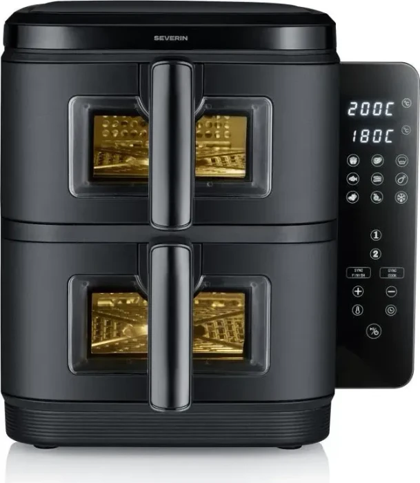 Severin FR 2468 Doppel-Heissluftfritteuse (2x 5,5 l Fassungsvermögen, 2600 Watt, Timer, 9 Programme) (11 l) (FR2468)