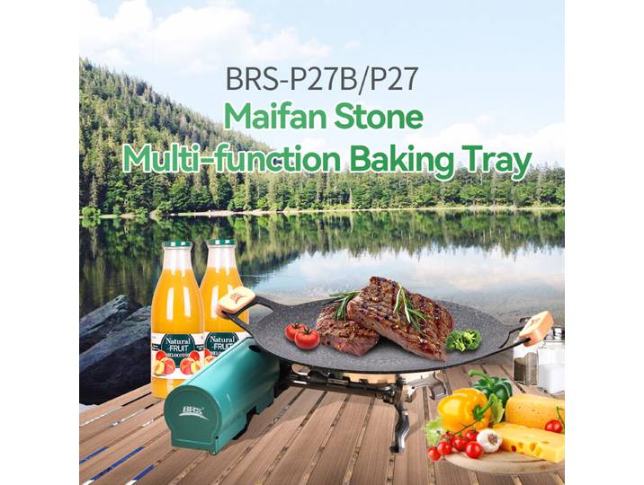 BRS P27 Poêle à griller multifonction camping extérieur avec anneau antidérapant 34 cm de diamètre