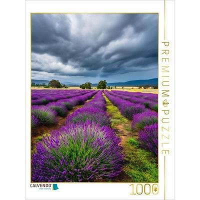 CALVENDO Puzzle Lavendelfelder unter dramatischem Himmel | 1000 Teile Lege-Größe 64x48cm Foto-Puzzle für glückliche Stunden