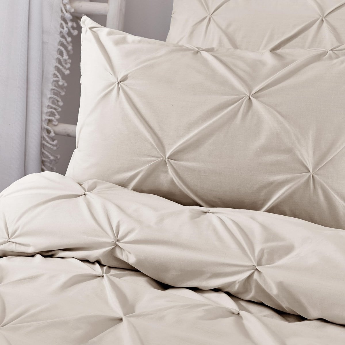 Merkloos Dekbedovertrekset met Natuurlijke Rimpel en Luxe Microfiber voor Super King Size Bed