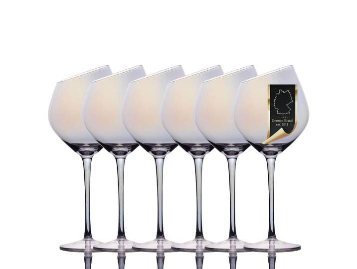 WEIN GLAS SET moderne Kante Regenbogen Schimmer 470 ml (6er-Set)