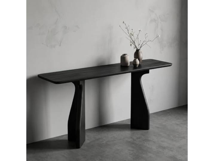 YTSJXN Konsolentisch, Massivholz Schmaler Flurtisch, Neuseeländische Kiefer Sofatisch Holz, Beistelltisch, Couchtisch hinter Sofa, Wohnzimmer, Flur, Eingangsbereich(Nero,80cm/31.5in)