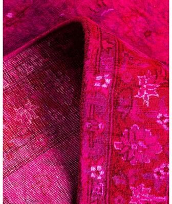 Solo Rugs "Overdyed Hand-Knotted Wool Modern-Contemporary Pink Runner 2' 8"" x 6' 7"""
