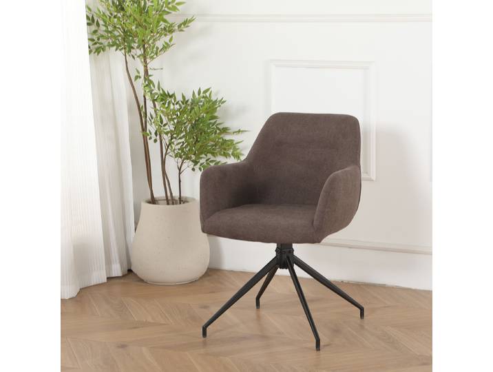 Chaise pivotante avec accoudoirs Sahayi 57 x 82 x 60cm Marron/Marron