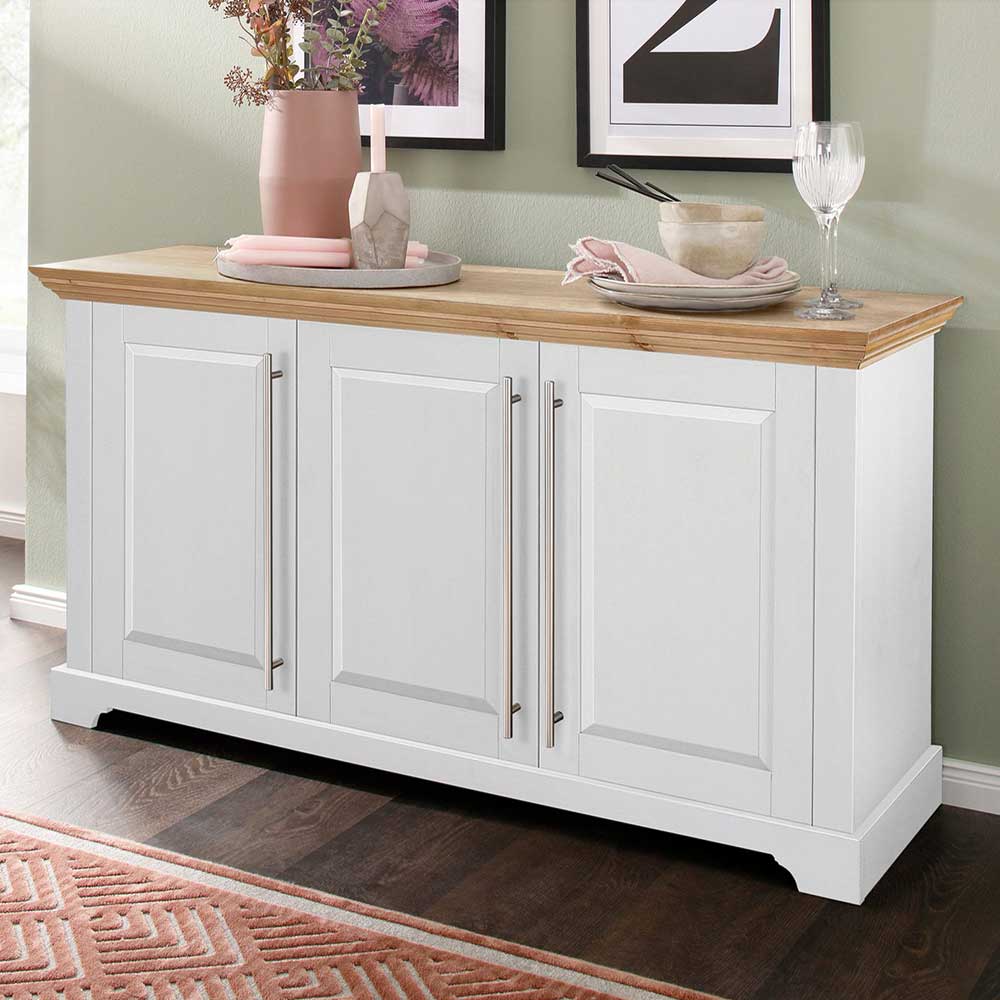 Pharao24.de Esszimmersideboard in Weiß Kiefer Honigfarben