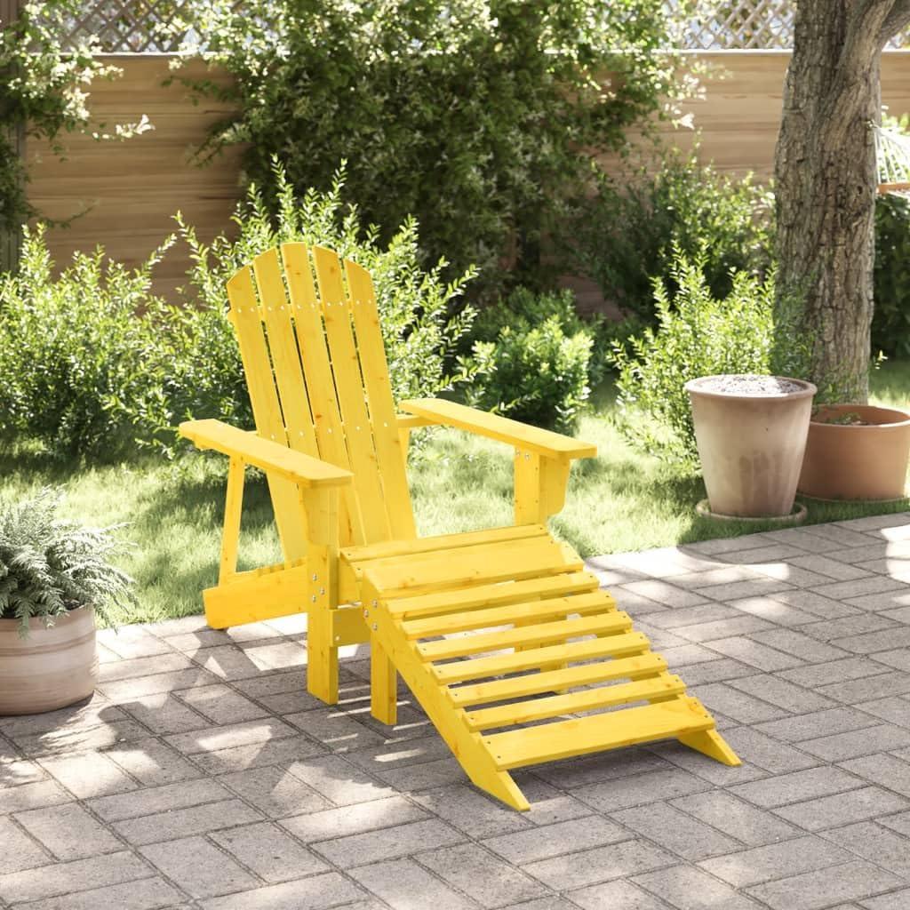Adirondack-Stuhl mit Ottomane in Gelb aus massivem Tannenholz