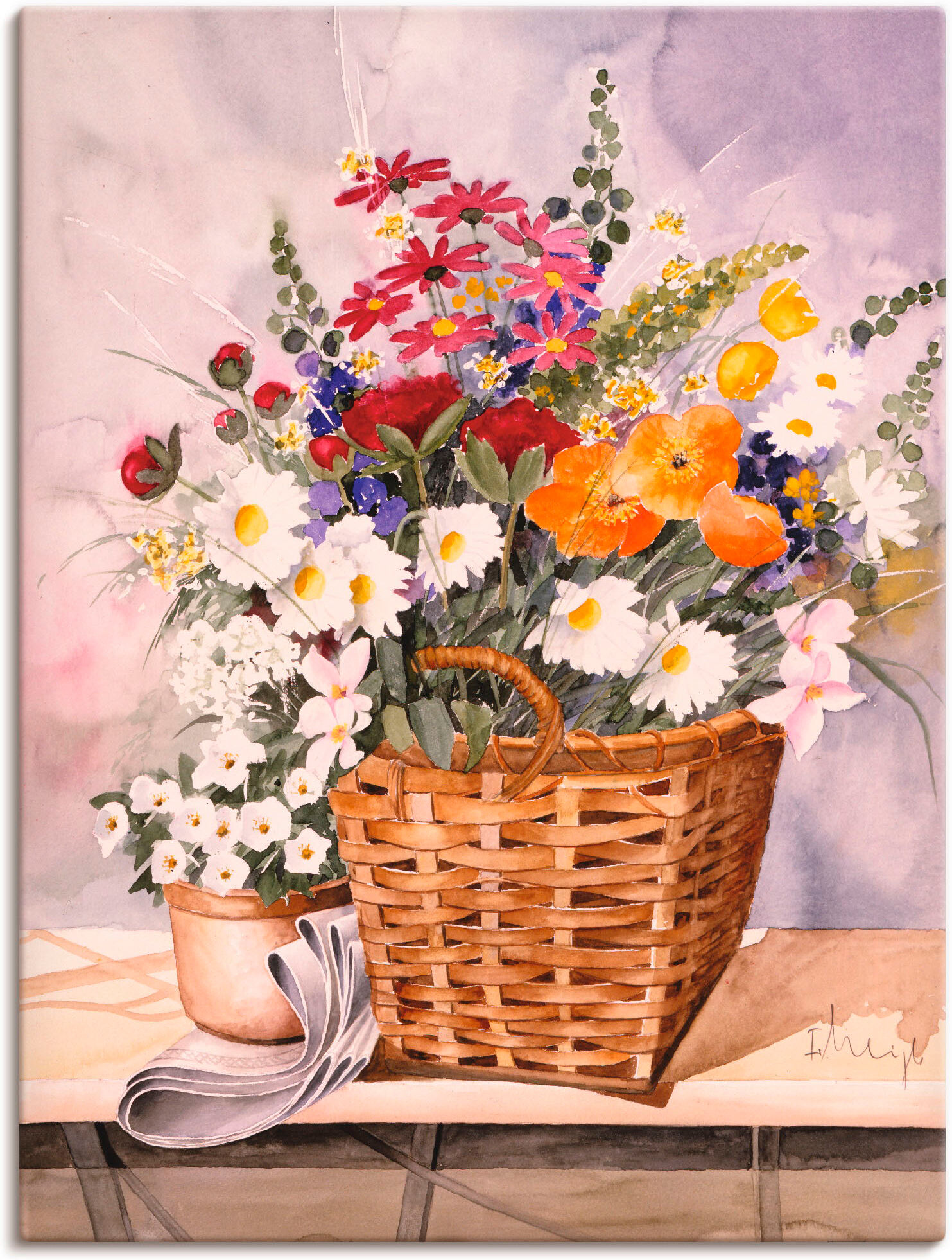 Leinwandbild ARTLAND "Stillleben mit Kürbissen", bunt (farbe bild(er): bunt), B:60cm H:80cm, Bilder, Leinwandbild, auf Holzrahmen gespannt
