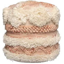 Pouf Bohist Creme, Rosa Makramee