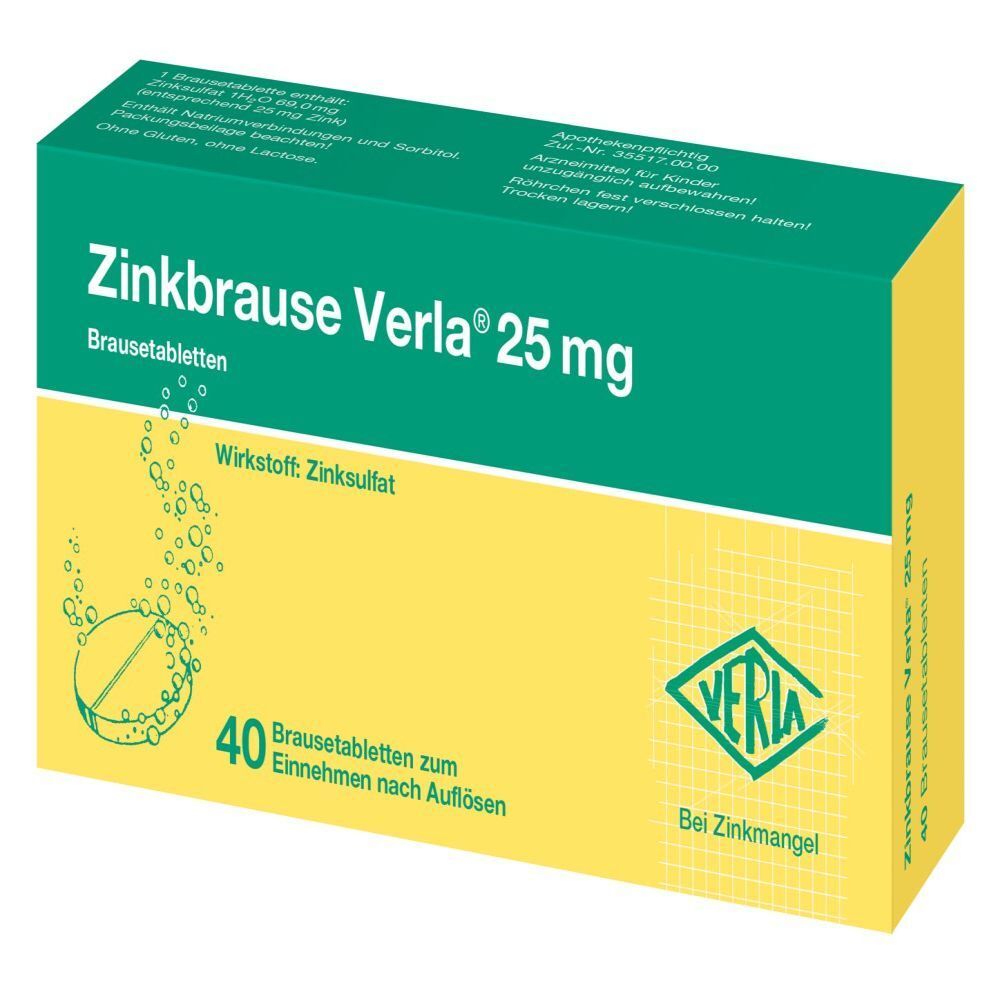 Zinkbrause Verla 25 mg Brausetabletten 40 St