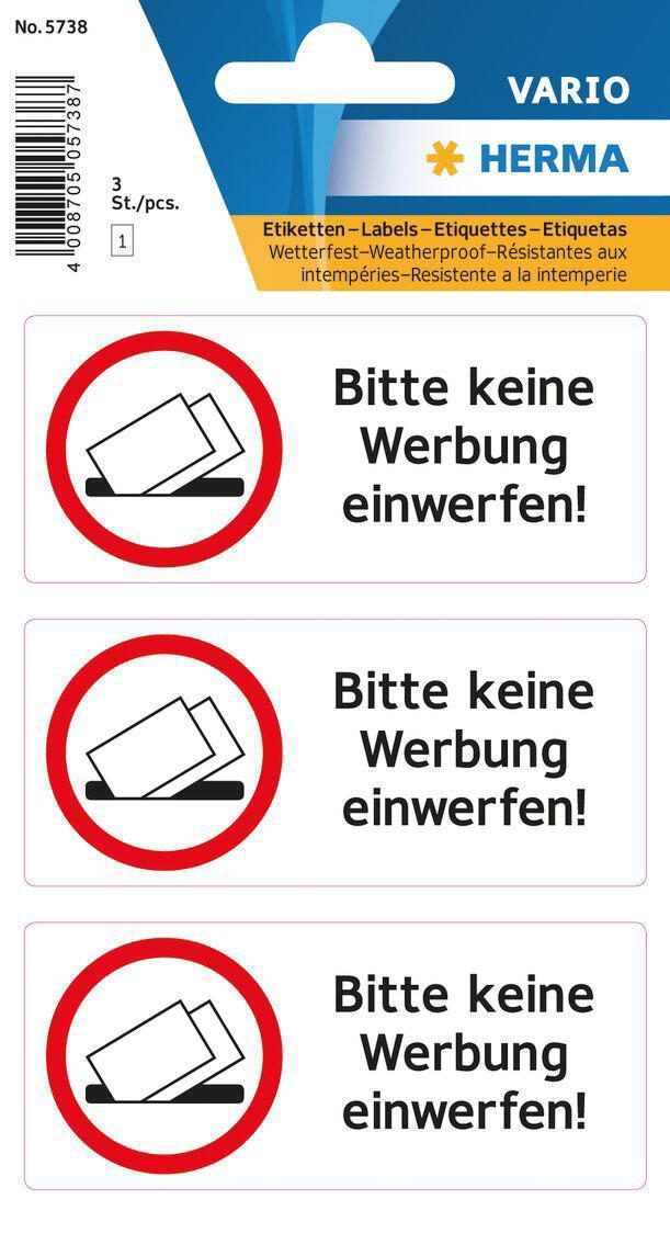 HERMA Hinweisetiketten Keine Werbung 5738