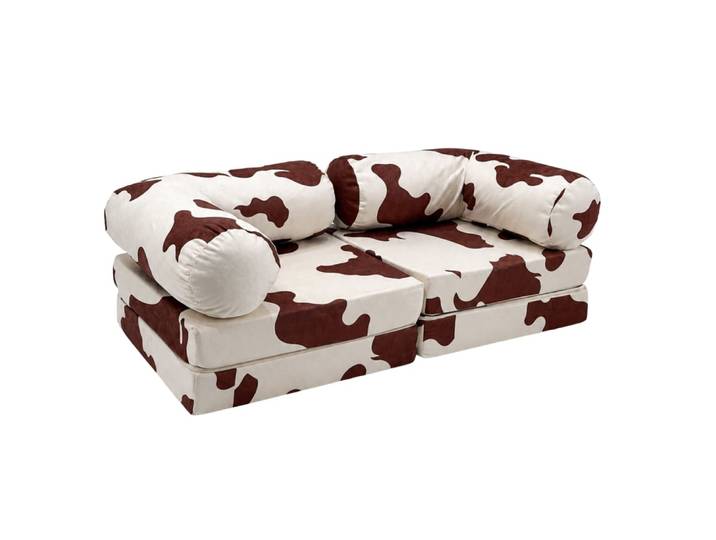 Canapé enfant 2 en 1 modulable 142 cm, motif vache