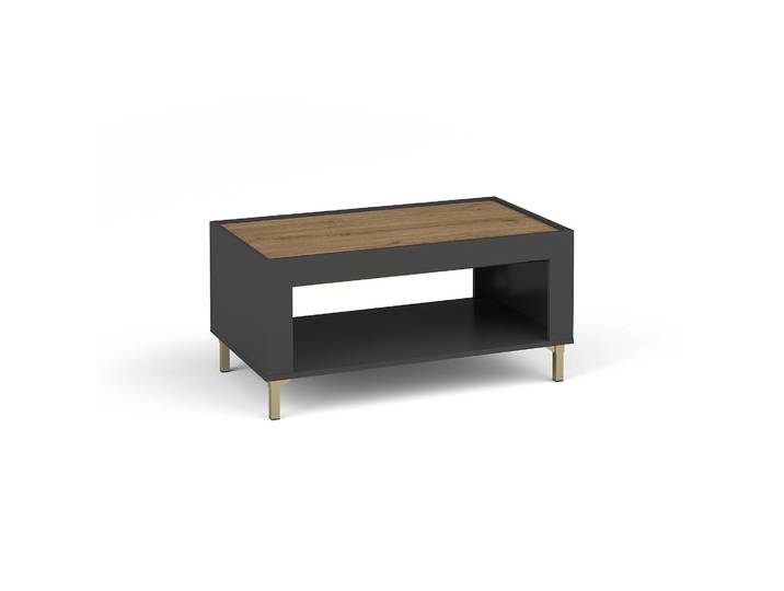 Couchtisch MONTA 97×56 cm Wohnzimmertisch mit offene Regal, Schwarz