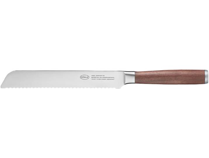 Brotmesser RÖSLE Masterclass , silber (silberfarben, holzfarben), Klingenlänge 20cm, X50 CrMoV15 Klingenstahl, Kochmesser, Brotmesser, mit Wellenschliff, Made in Solingen, Klingenspezialstahl