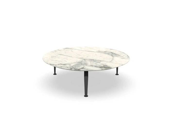 TALENTI table basse d'extérieur ronde Ø 120 cm CRUISE ALU Collection Icon (Graphite - Grès Calacatta, aluminium peint)