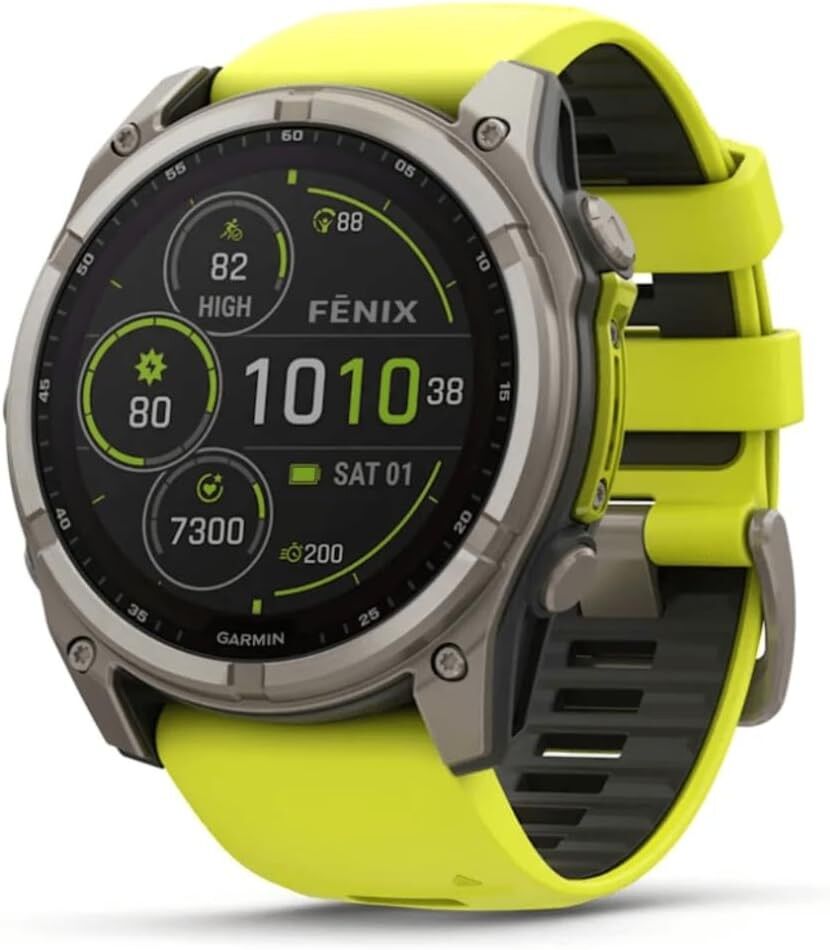 Garmin Fenix 8 51mm Solar Sapphire Titanium Smartwatch Amp Yellow/Graphite