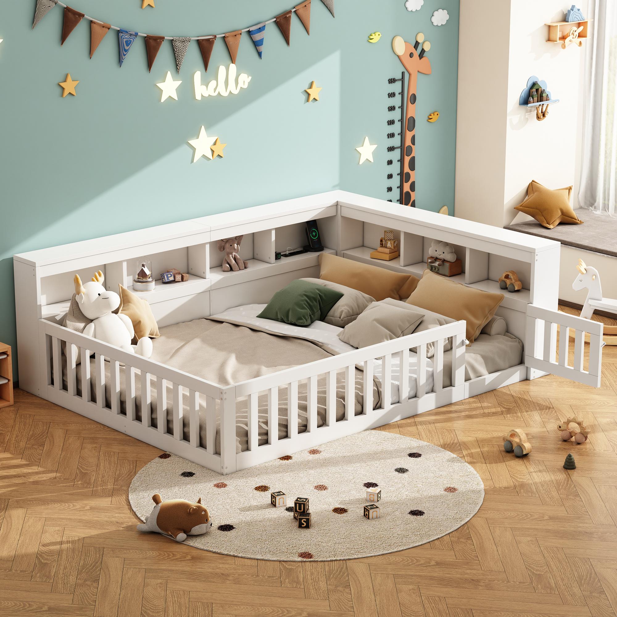 Sweiko Daybett, 140x200cm, Tagesbett, Schlafsofa, Bettseite mit Staufach, Bett mit Lattenrost ( Ohne Matratze), Brüstung, Spanplatte,Mit Steckdose und usb, Weiß
