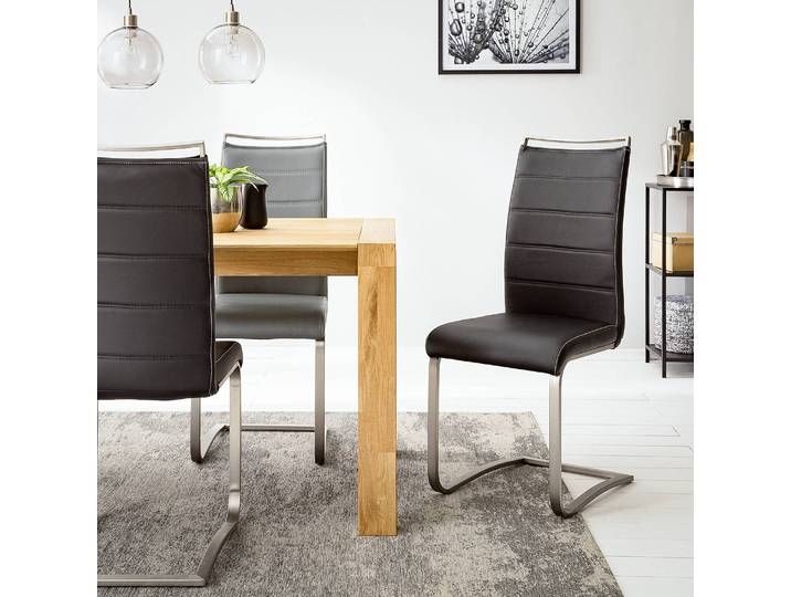 Freischwinger Lezuza 42 x 102 x 56cm 4er Set Kunstleder Leja: Schwarz Schwarz