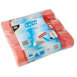 Papstar 375 Stück Müllbeutel zum Zuziehen, 30 l, rot, H 70 x B 55 cm