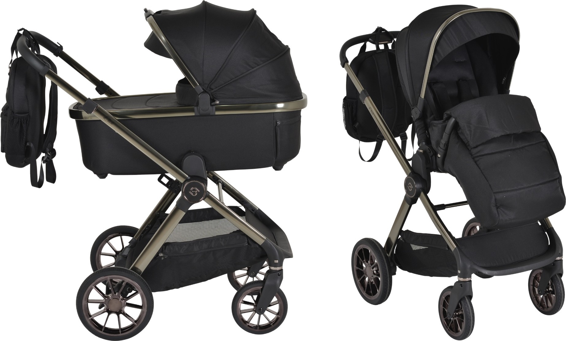Cangaroo Kinderwagen Kombikinderwagen iClick Schwarz 2-in-1 Inkl. Adapter 110918