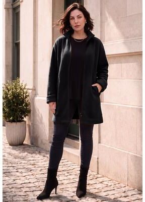 Plus Size Women's Plus Size Fleece Driving Coat by Roaman's in Black (Size 18/20)