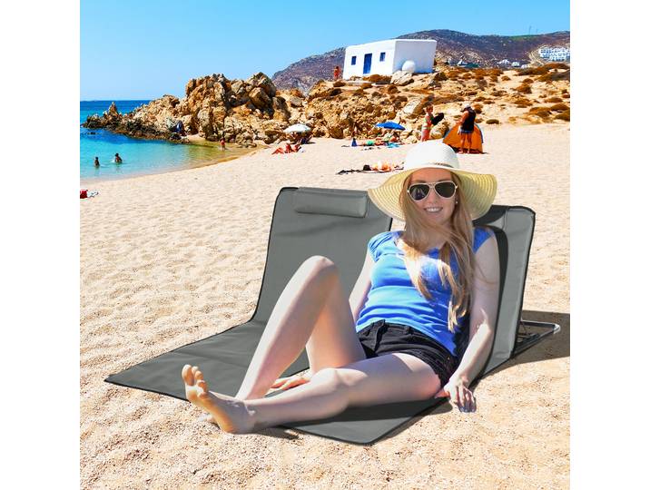 Outsunny Tapis Plage Pliant Dossier Réglable