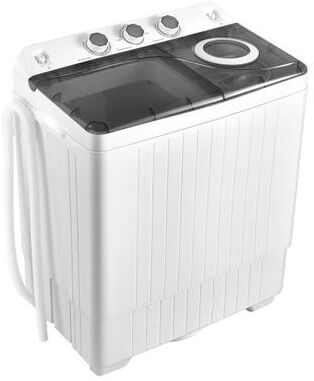 Costway 26 LBS Twin Tub Portable Washing Machine with Built-In Drain Pump-Gray