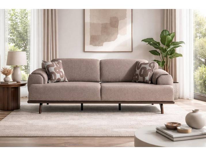 JVmoebel 3-Sitzer Eleganter Braun-Beiger 3-Sitzer Polstercouch Modernes Textilsofa, 1 Teile, Made in Europa